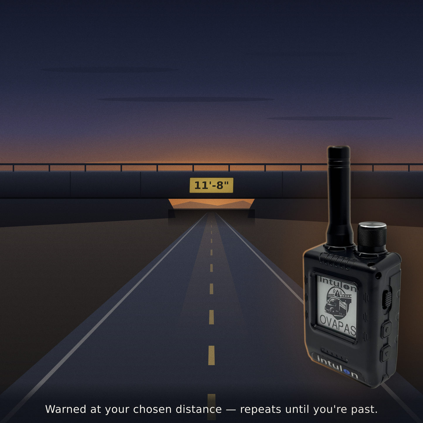 Intulon OVAPAS — Low Overpass Clearance & Vehicle Length Warning Device for RVs and Trucks