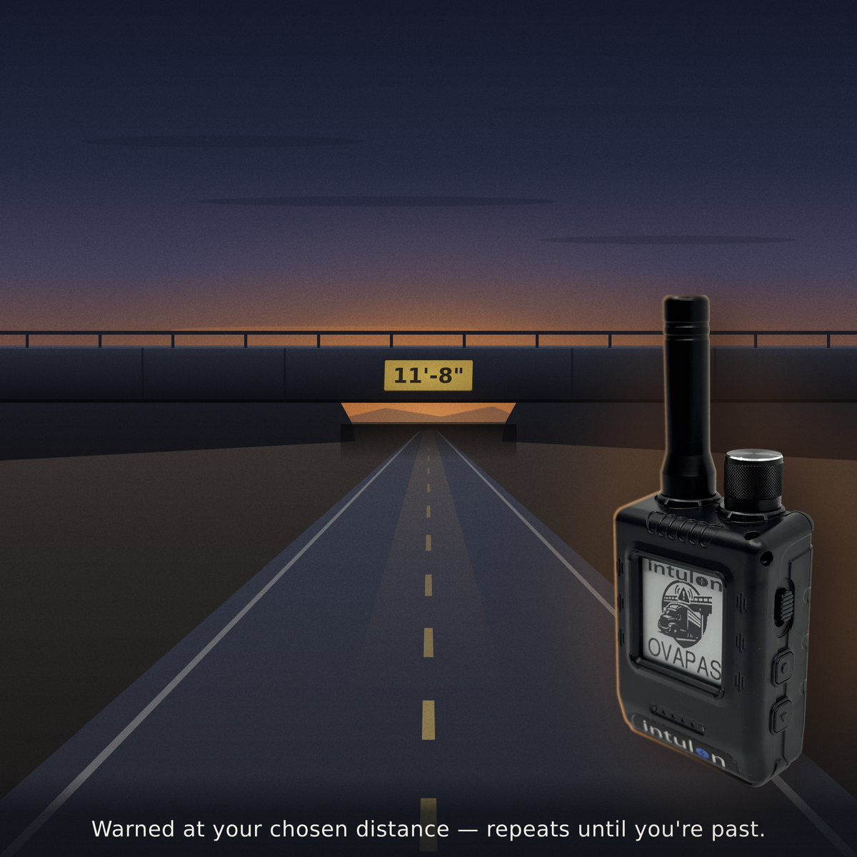 Intulon OVAPAS — Low Overpass Clearance & Vehicle Length Warning Device for RVs and Trucks