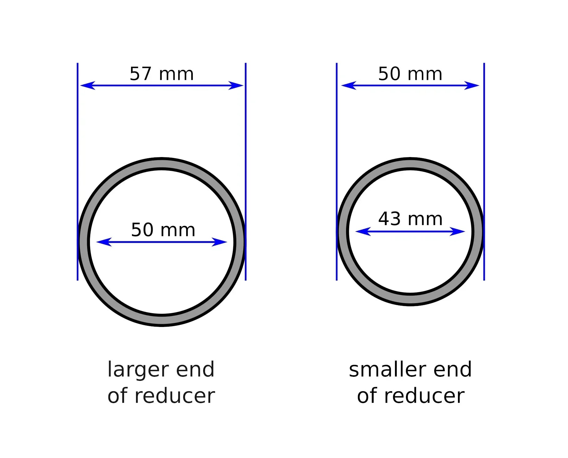 1 7/8in to 1 1/4in Vacuum Hose Reducer Coupler Accessory - 2CCWReducer - Counterclockwise Thread - Black - Intulon