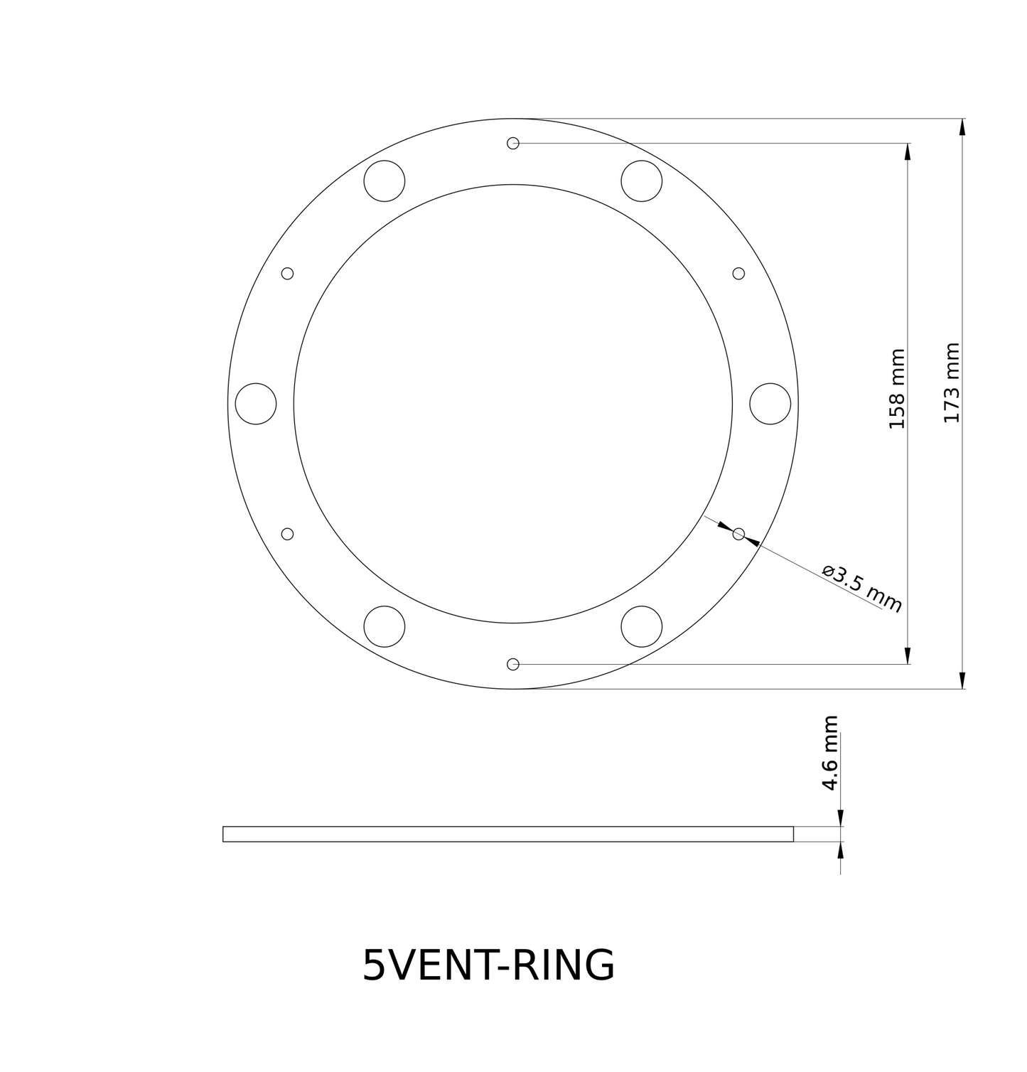 Intulon Magnetic Flange Mount and Magnetic Ring for 5 inch Diameter Tubes | Black image 2