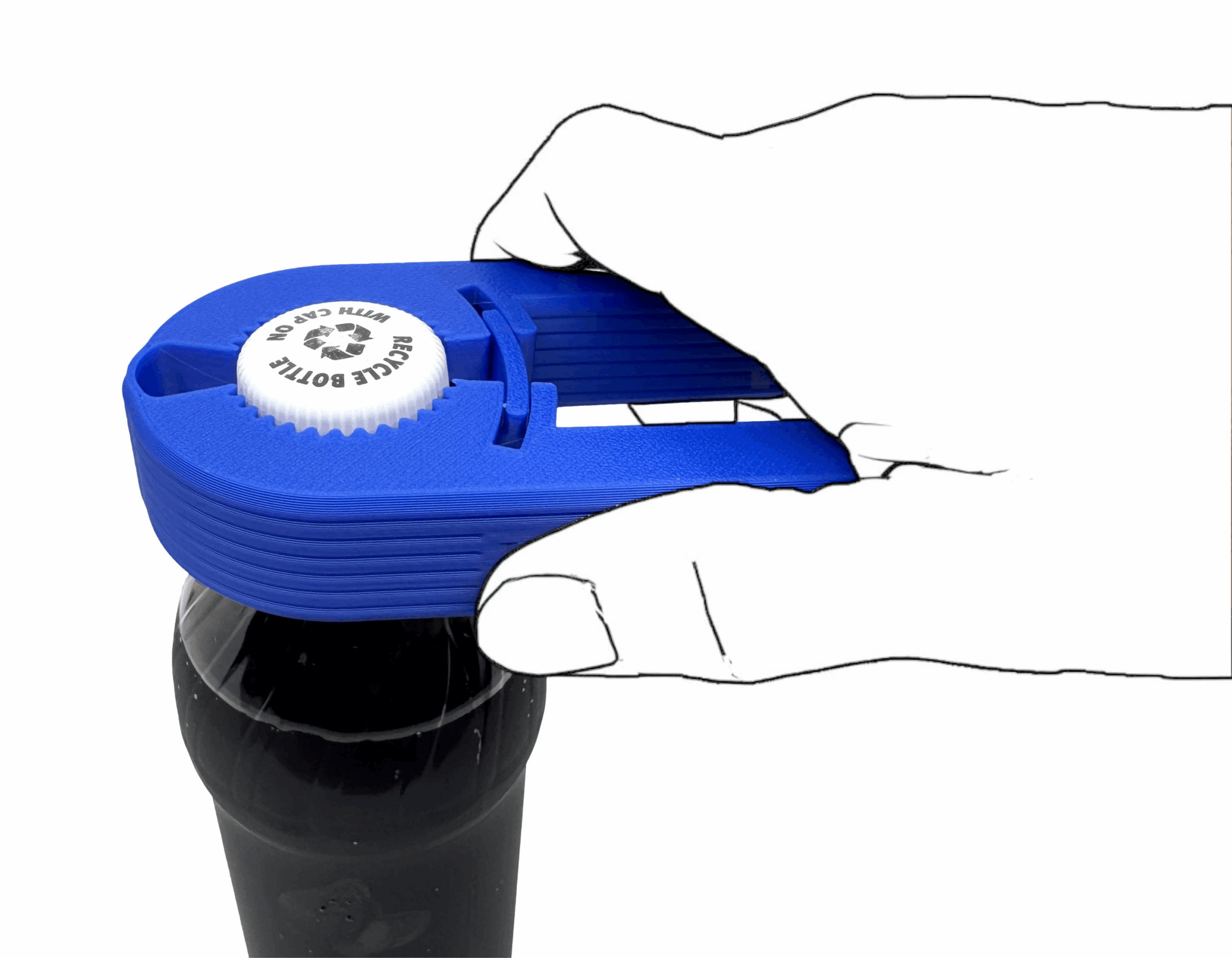 Intulon V7 Water Bottle Opener for Seniors - Ergonomic Design, Weak Hands & Arthritis Friendly Twist Cap Remover - Kitchen Gadget Handy Lightweight Utensil - Various Colors - Blue image