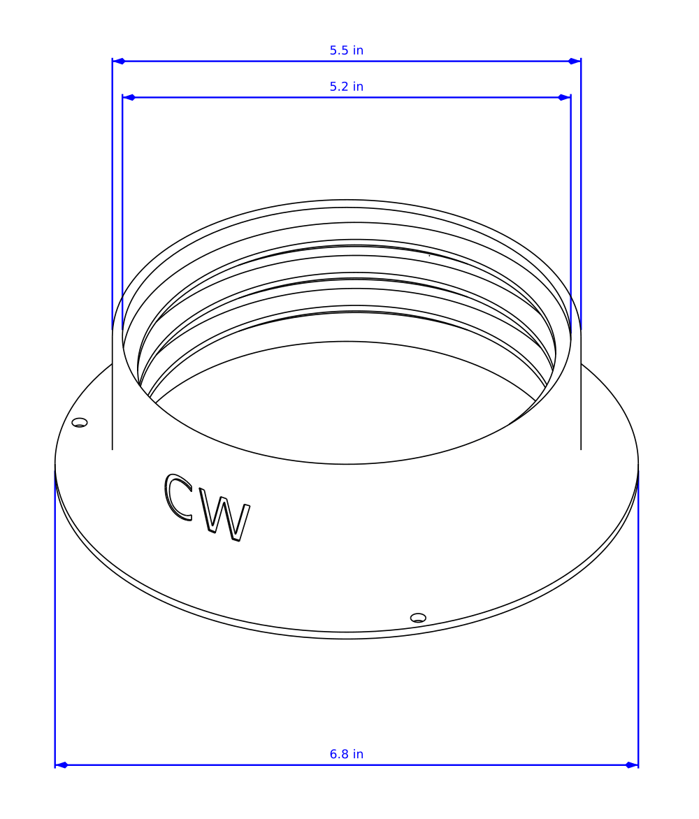 Intulon Portable Air Conditioner Exhaust Hose (5-inch) Thin Flange Wall Mount - Clockwise Thread 5CWMOUNT [Black] image 2