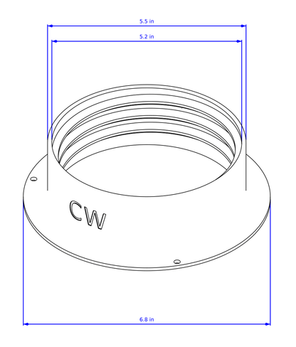 Intulon Portable Air Conditioner Exhaust Hose (5-inch) Thin Flange Wall Mount - Clockwise Thread 5CWMOUNT [Black] image 2