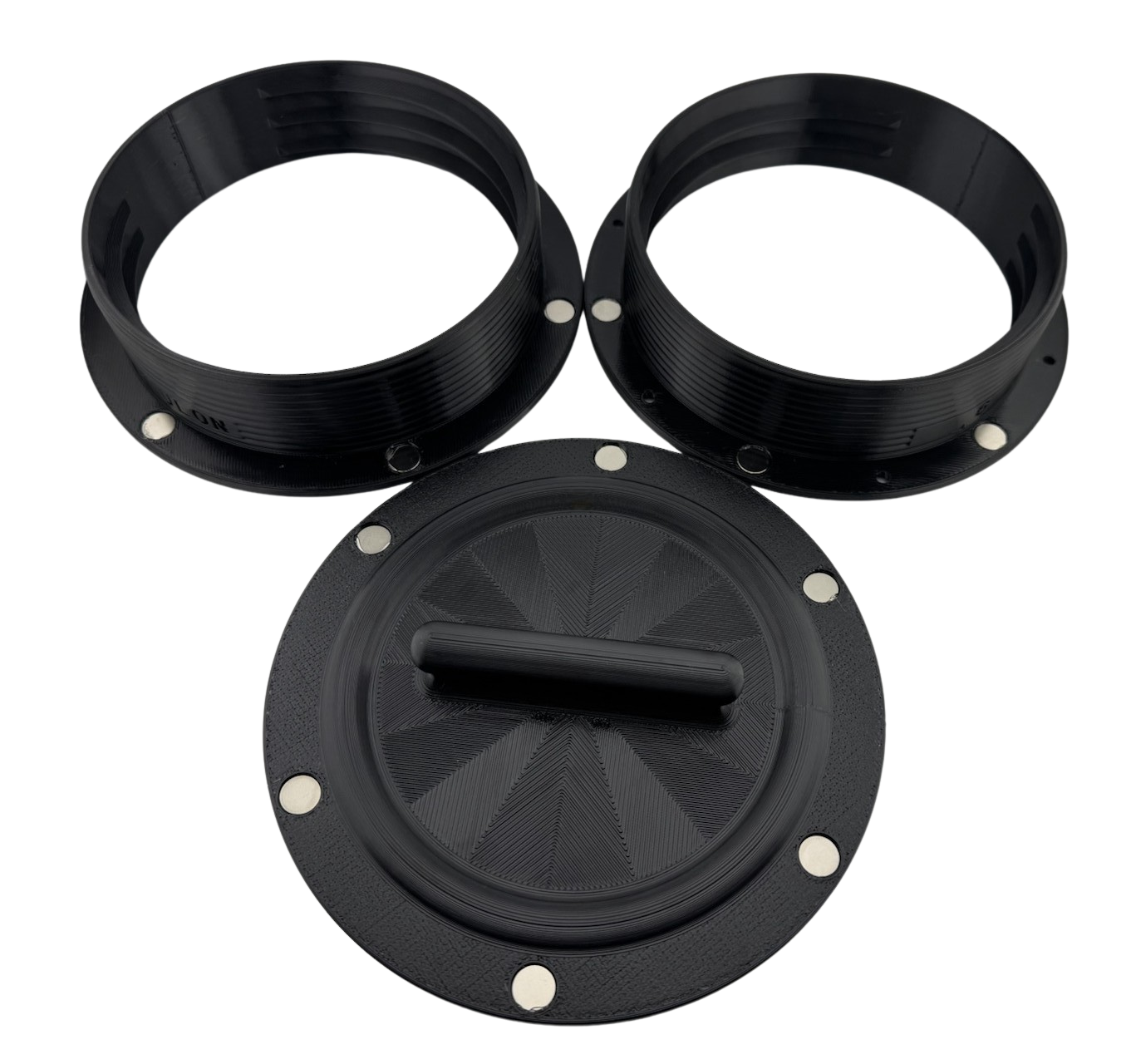 Magnetic Omni-directional Threaded Portable AC Vent Kit, 6 inch Flange Mount with Off-Season Cover | Black | 6MNT-MAG-KIT-BK image 0