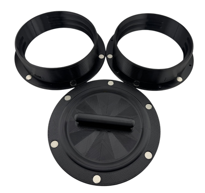 Magnetic Omni-directional Threaded Portable AC Vent Kit, 6 inch Flange Mount with Off-Season Cover | Black | 6MNT-MAG-KIT-BK image 0