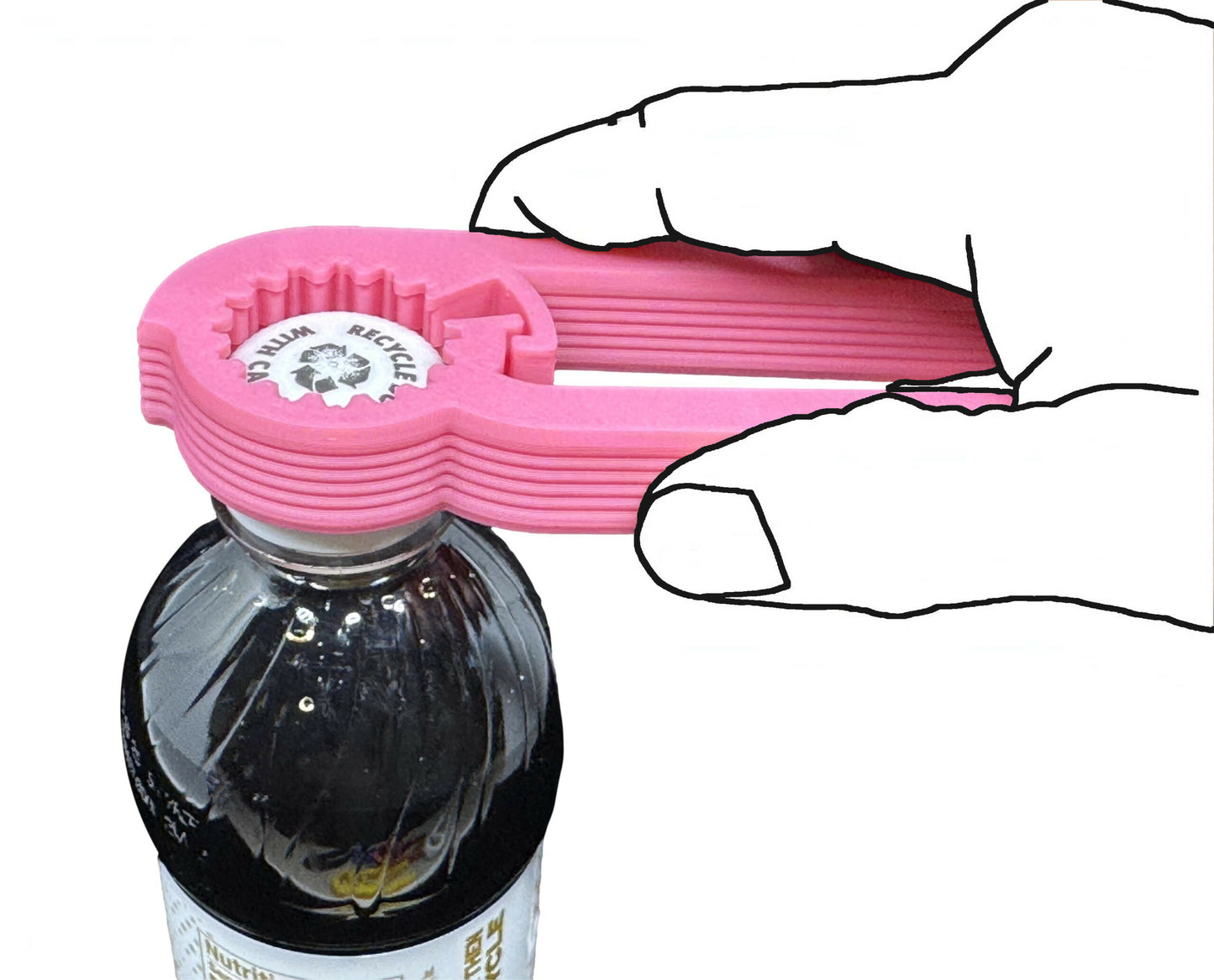 Intulon Water Bottle Opener for Seniors, Arthritis-Friendly Twist Cap Remover, Kitchen Gadget V5 - Pink image