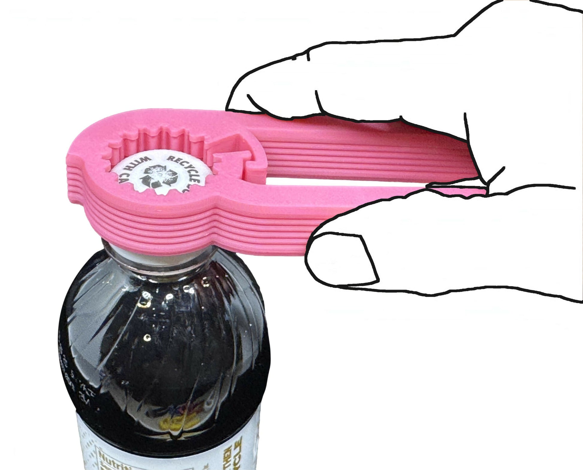 Intulon Water Bottle Opener for Seniors, Arthritis-Friendly Twist Cap Remover, Kitchen Gadget V5 - Pink image
