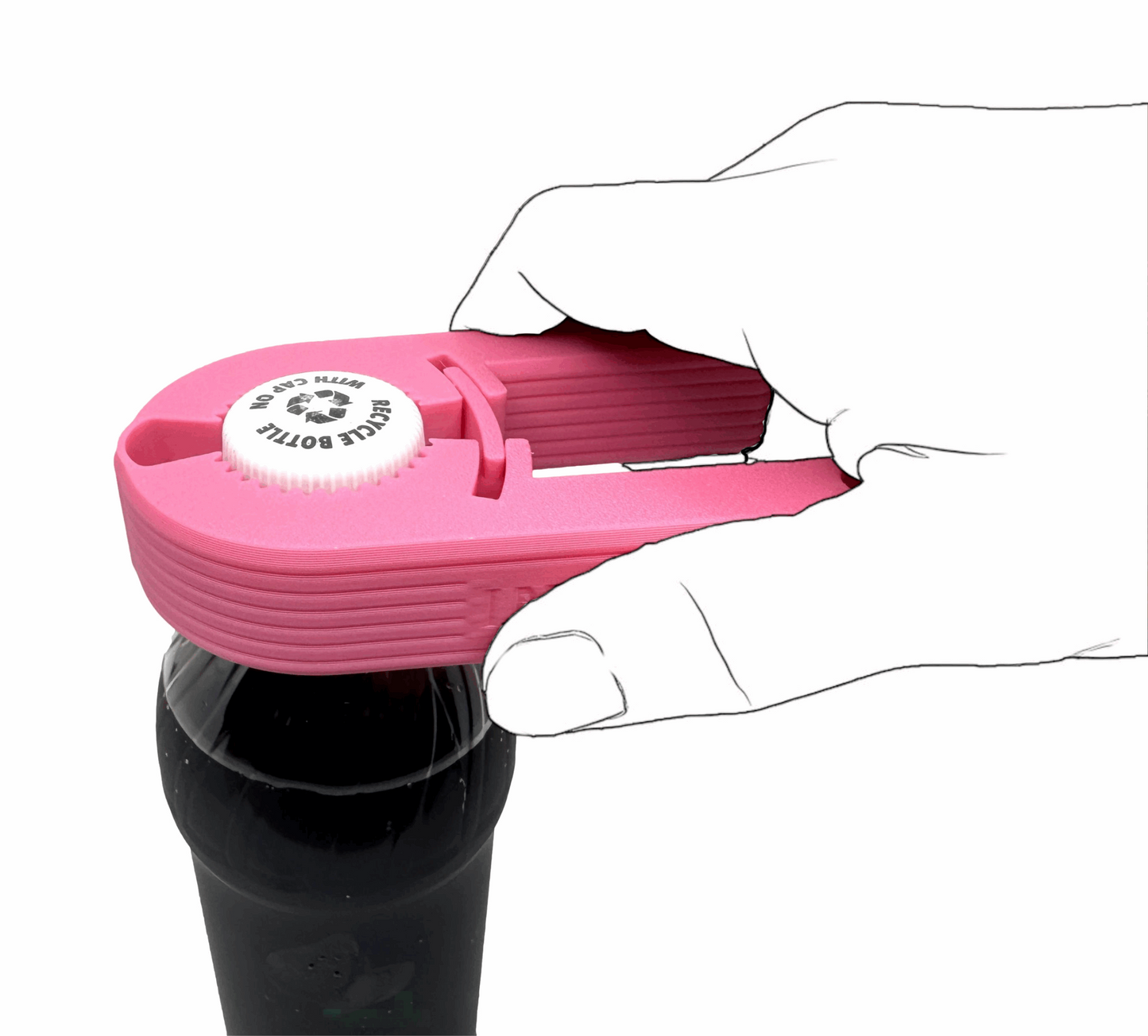 Intulon V7 Water Bottle Opener for Seniors - Ergonomic Design, Weak Hands & Arthritis Friendly Twist Cap Remover - Kitchen Gadget Handy Lightweight Utensil - Various Colors - Pink image