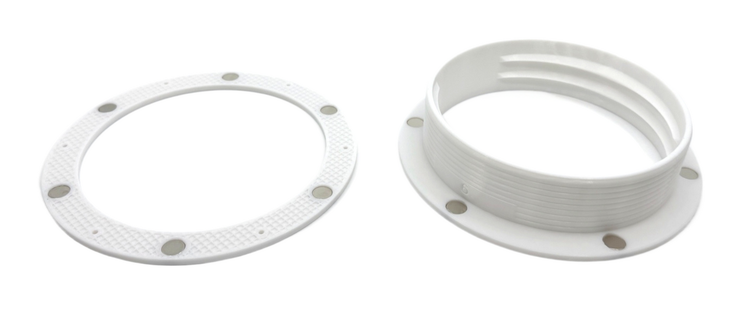 Intulon Magnetic Flange Mount and Magnetic Ring for 6 inch Diameter Tubes | White image 1