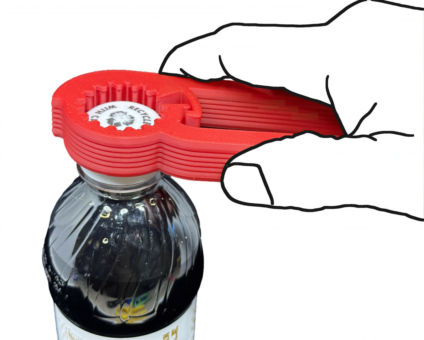 Intulon Water Bottle Opener for Seniors, Arthritis-Friendly Twist Cap Remover, Kitchen Gadget V5 - Red image