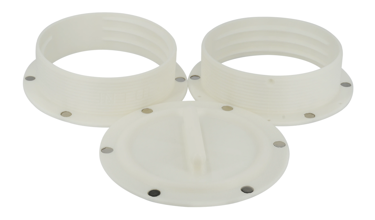 Magnetic Omni-directional Threaded Portable AC Vent Kit, 6 inch Flange Mount with Off-Season Cover | White | 6MNT-MAG-KIT-WH - Intulon