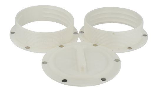 Magnetic Omni-directional Threaded Portable AC Vent Kit, 6 inch Flange Mount with Off-Season Cover | White | 6MNT-MAG-KIT-WH image 0