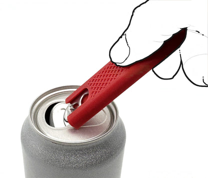 Intulon Can Tab Opener, Can Tab Lifter, Kitchen Gadget, Fingernail Saver for Soda, Soup, Beans, Food Cans - Soda Cans/Long Tool, Red image