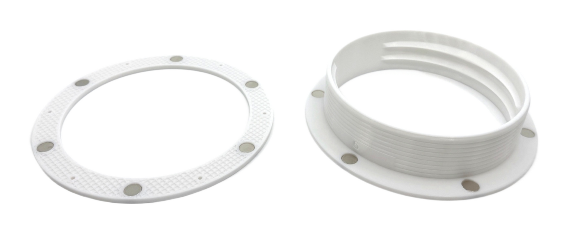 Intulon Magnetic Flange Mount and Magnetic Ring for 6 inch Diameter Tubes | White image 0