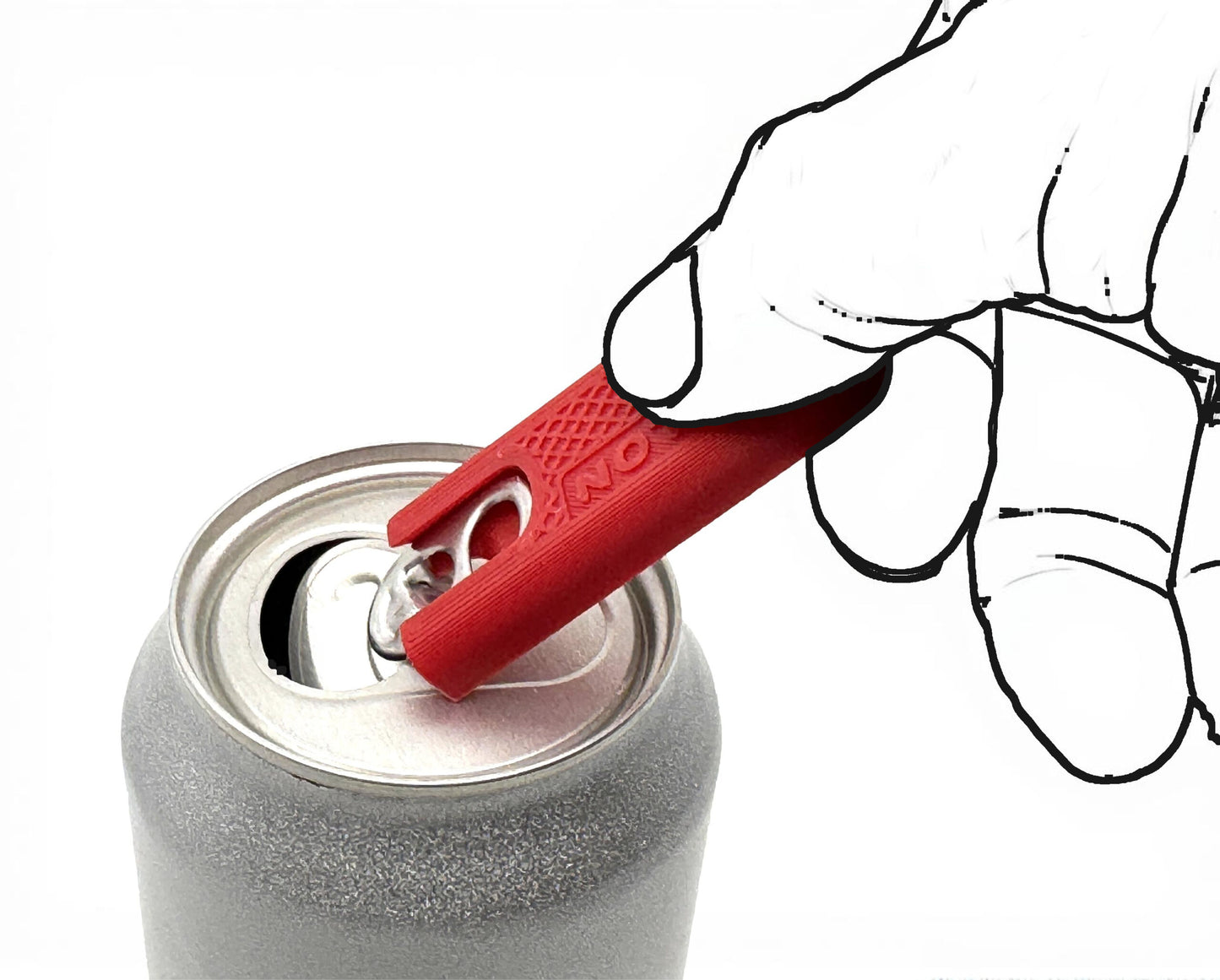 Intulon Can Tab Opener, Can Tab Lifter, Kitchen Gadget, Fingernail Saver for Soda, Soup, Beans, Food Cans - Soda Cans/Short Tool, Red image