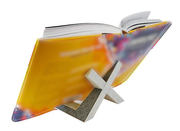 BS-SWH-GY book back Decorative Book Art Display Stand, Unique 3D Pattern Home Decor, Book Art Decorative Stand for Tabletop, Office, Living Room, Bedroom - Image 1