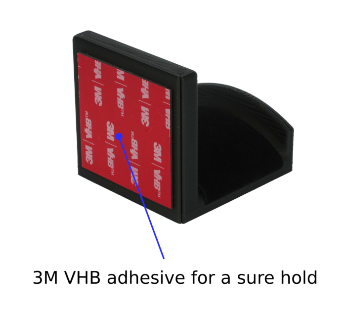 Intulon Velvet -Covered Curved Surface Adhesive-Mounted Gaming Headphone Holder (Black) - Image 2