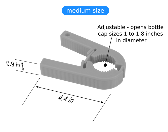 Twist Bottle Opener - Medium, dimensions