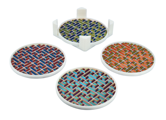 Beverage coasters - White / Multi-color iridescent