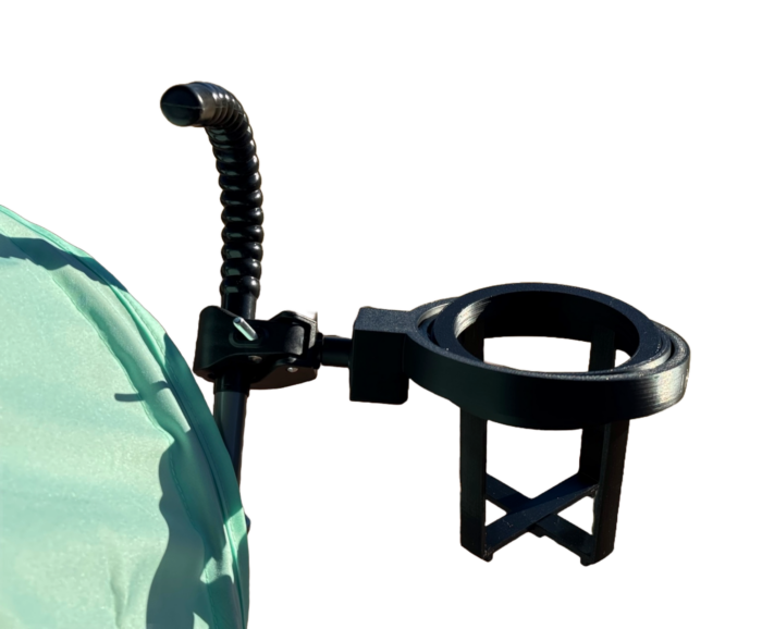 black on stroller xparent bg Gyroscope Cup Holder by Intulon for Bikes, Bicycles, Strollers, Walkers, Prams, Scooters, Wheel Chairs and Cars with Adjustable Claw Clamp - Image 5
