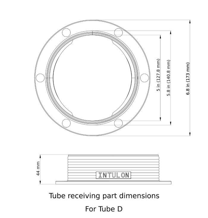 D-MNT-dimensions-scaled Magnetic Omni-directional Threaded Wall Flange Mount for Portable Air Conditioner for Ecoflow Wave 2 Tube D | Black | D-MNT-TUBE-BK - Image 4