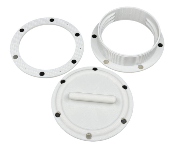 Magnetic Omni-directional Threaded Wall Flange Mount for Portable Air Conditioner 5 inch Exhaust Hose with Off-Season Cover and Flange Ring 5MAG-RING-KIT - Image 1